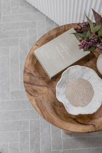 Scallop Bowl with Addition Studio Native Body Scrub & Soak Set